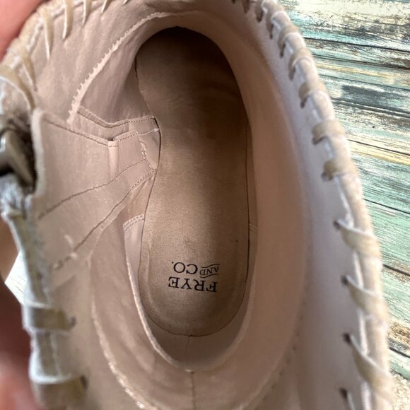 Frye and Co Harness Ankle Boot 9.5 Beige Western Zip Cowgirl Block Heel Booties - Picture 5 of 12